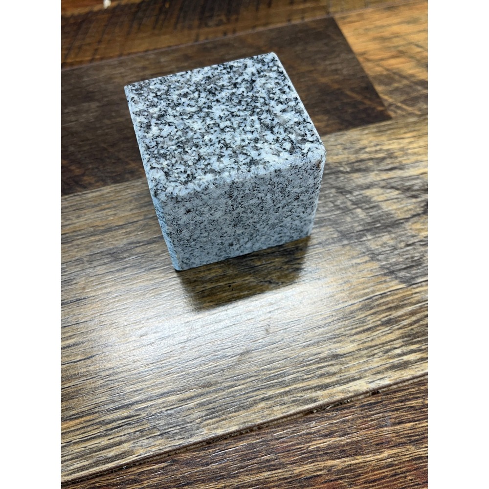 Natural Polished Granite Cube Paperweight Grey Speckled Stone Desk Decor 13.8oz - Picture 3 of 4